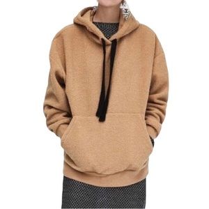 EUC Zara Trafaluc Teddy Boucle Neoprene Hoodie szS